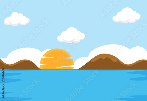 A flat sea scene