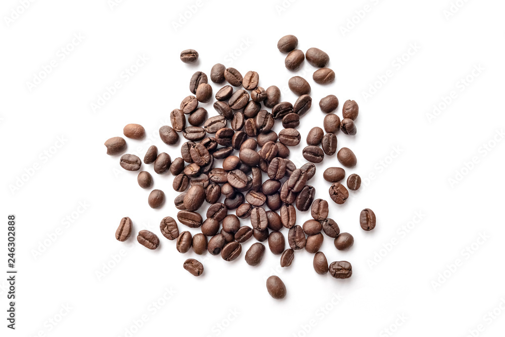 Coffee beans isolated on white background. Close-up. Coffee beans isolated on white background. Close-up.
