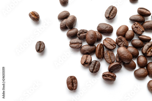 Roasted coffee beans isolated on white background. Close-up. © Lifestyle Graphic