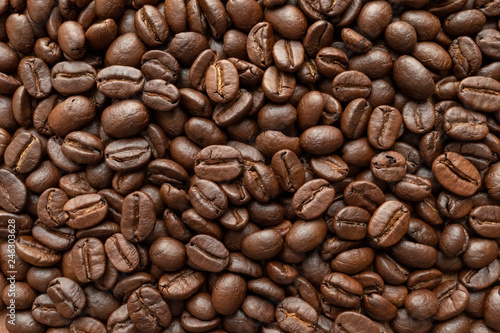 Roasted of coffee beans for background. Close-up.