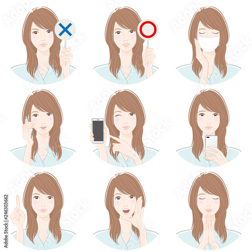 女性のいろいろな表情