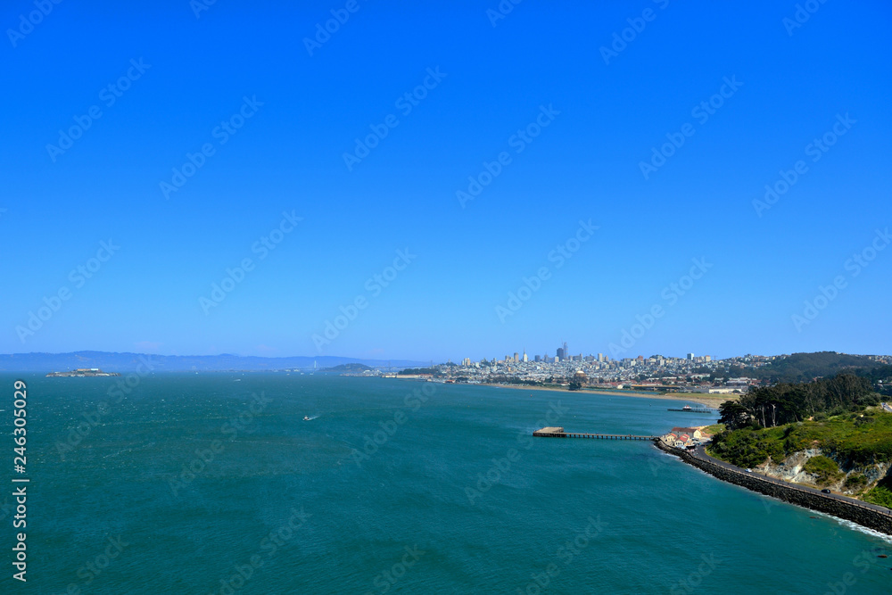 View of the bay and the city of San Francisco in the morning. California, USA
