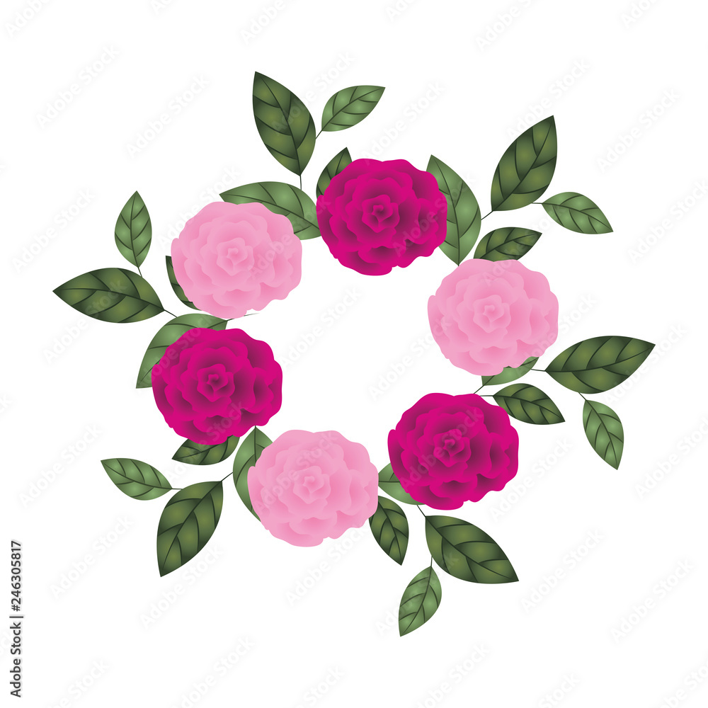 Naklejka premium garland with flowers and leafs isolated icon