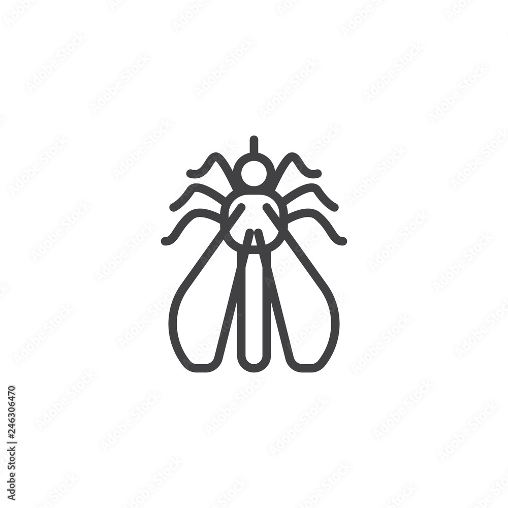 Mosquito pests line icon. linear style sign for mobile concept and web design. Mosquito insects outline vector icon. Symbol, logo illustration. Pixel perfect vector graphics