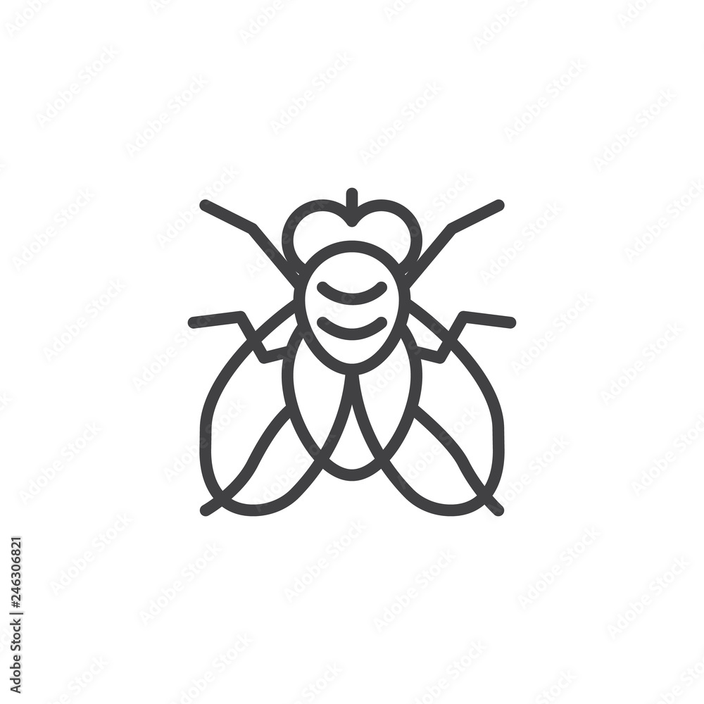 Fly pests line icon. linear style sign for mobile concept and web design. Fly insects outline vector icon. Symbol, logo illustration. Pixel perfect vector graphics Fly pests line icon. linear style sign for mobile concept and web design. Fly insects outline vector icon. Symbol, logo illustration. Pixel perfect vector graphics