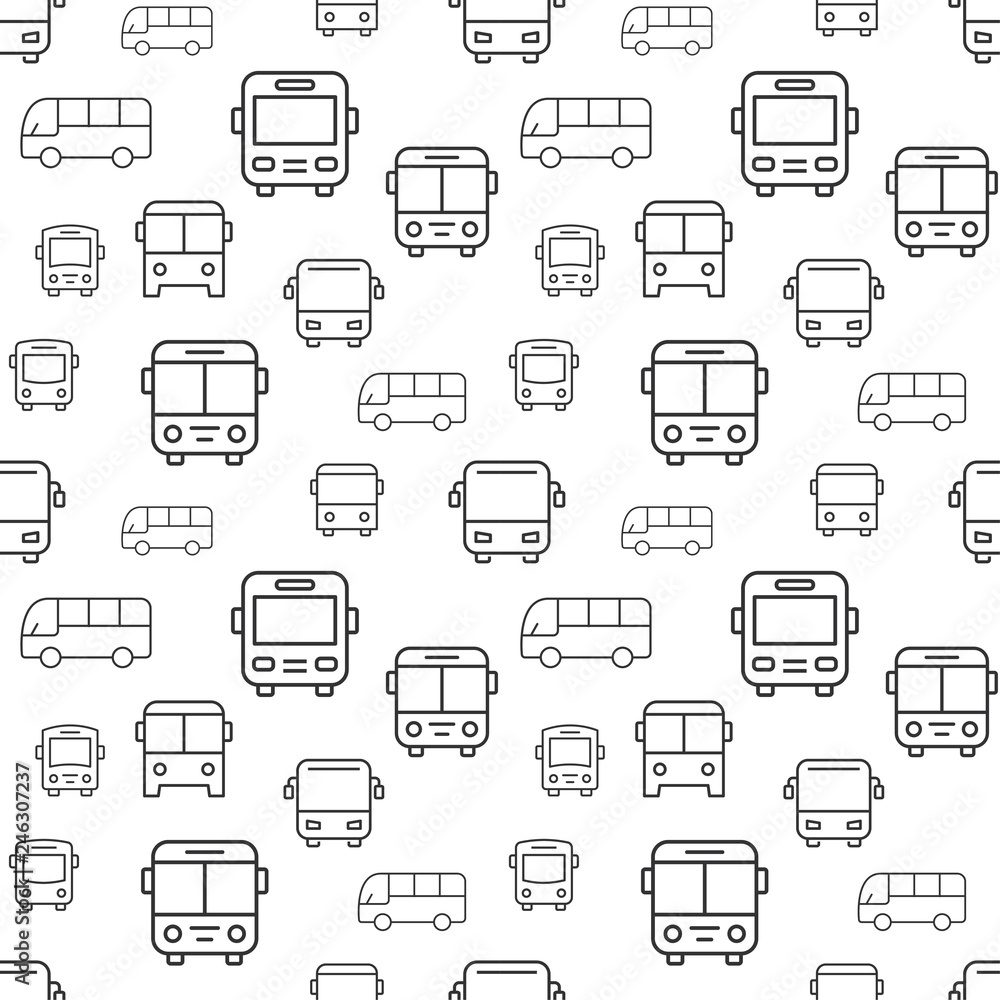 Bus seamless pattern with icons.