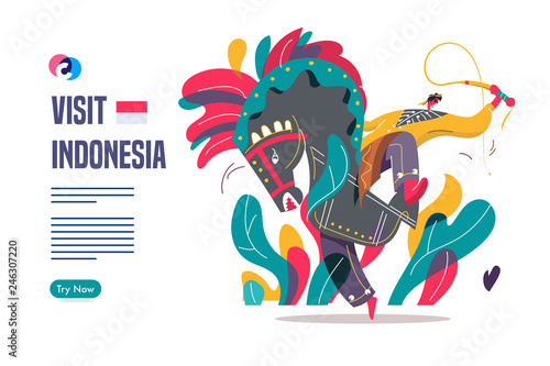 Jaranan Javanese trance dance Indonesia. Vector illustration