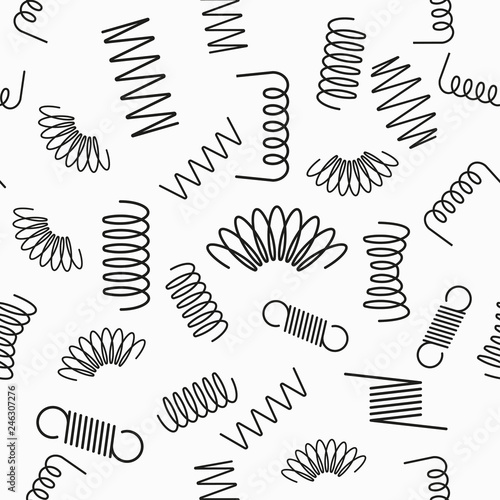 Tela Metal spring seamless pattern with icons.