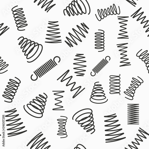 Metal spring seamless pattern with icons.