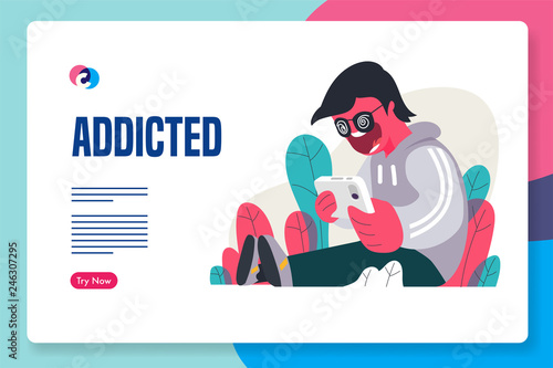 Moba game addiction. vector illustration