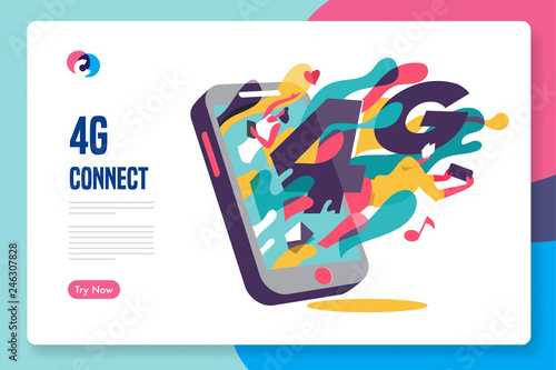 4G fast connection template design. vector illustration