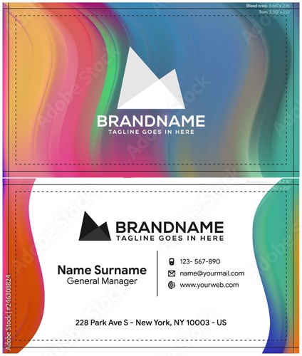 Modern creative and clean business card template, polygon background, flyer design, name card template. Corporate identity with abstract illustration. Vector company style for brandbook
