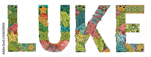 Schilderij op canvas Male name LUKE. Vector decorative zentangle object