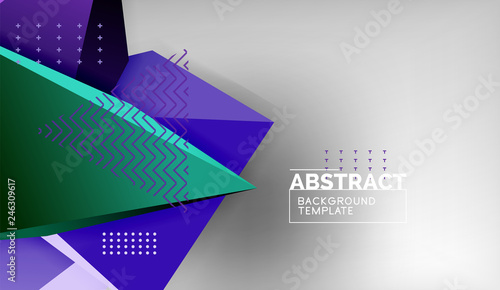 3d triangle geometric background design, modern poster template