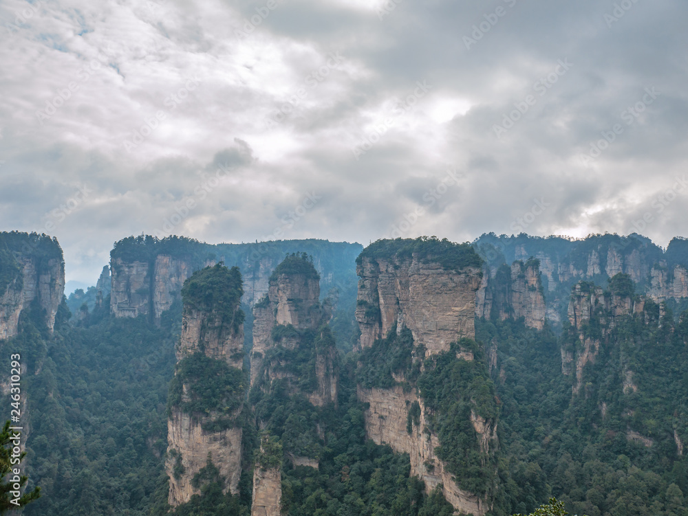 Beautiful mountain of Yuanjiajie or Avartar mountain at Zhangjiajie National Forest Park in Wulingyuan District Zhangjiajie City China Beautiful mountain of Yuanjiajie or Avartar mountain at Zhangjiajie National Forest Park in Wulingyuan District Zhangjiajie City China