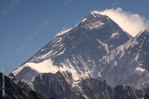 Everest mountain peak, highest peak in the world in Himalaya mountains range, Nepal © skazzjy