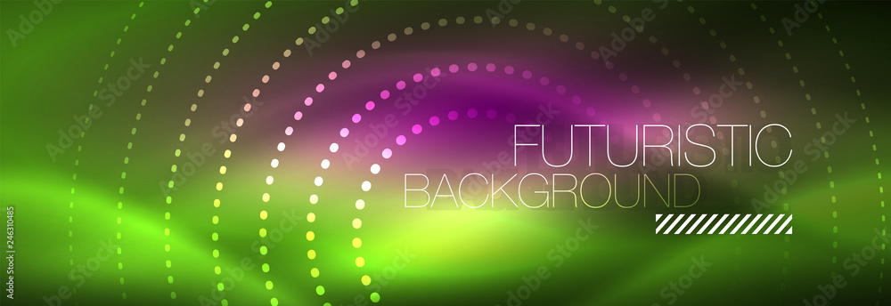 Green neon dotted circles background Green neon dotted circles background