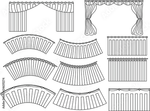 White stripe curtain outline set