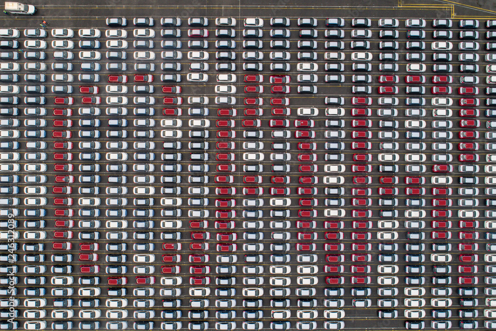 Car parking on the logistic port before export by ship
