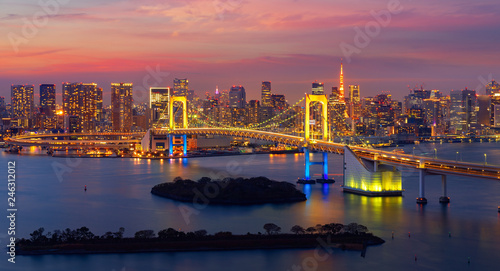 Tokyo Rainbow bridge in night time © anekoho