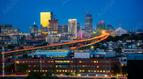 Boston bridge and Boston city, USA, America  photo