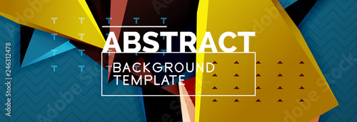 Vector 3d triangular shapes abstract background, origami futuristic template with lines