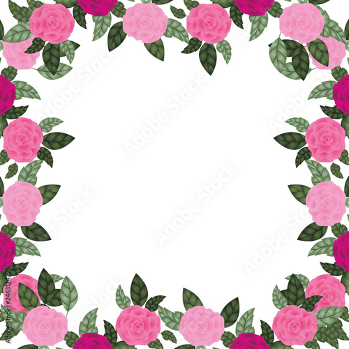 frame with rose isolated icon