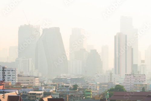 Bangkok  Thailand - 30 Jan 2019   Air Pollution with dust pm 2.5 in Bangkok  Thailand
