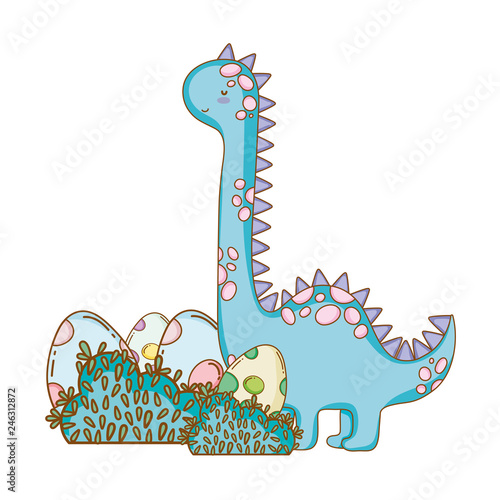 cute apatosaurus with eggs