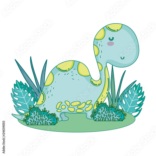 cute apatosaurus in the landscape