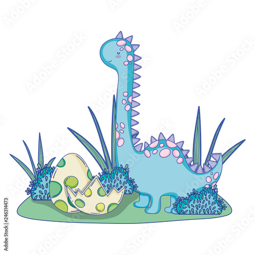 cute apatosaurus with eggs