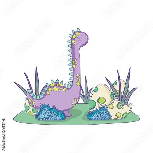 cute apatosaurus with eggs