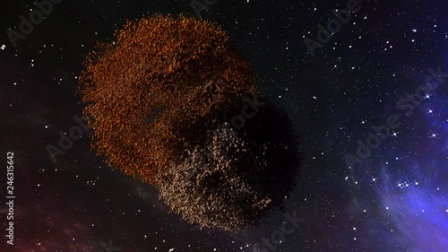 Animation colliding planets