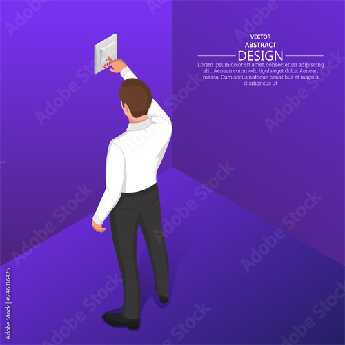A man presses a light switch