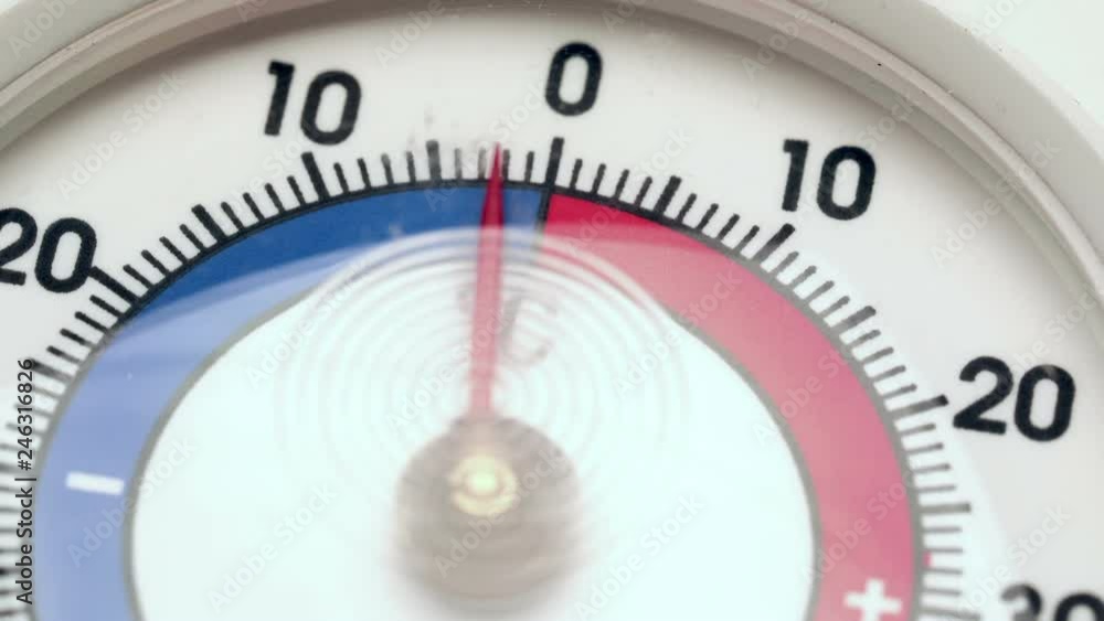 Frost thermometer shows increasing temperature from cold to warm Frost thermometer shows increasing temperature from cold to warm