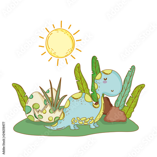 cute apatosaurus with eggs