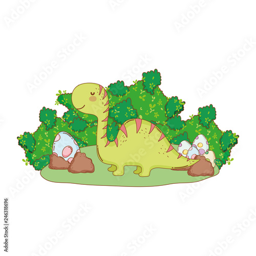 cute apatosaurus with eggs