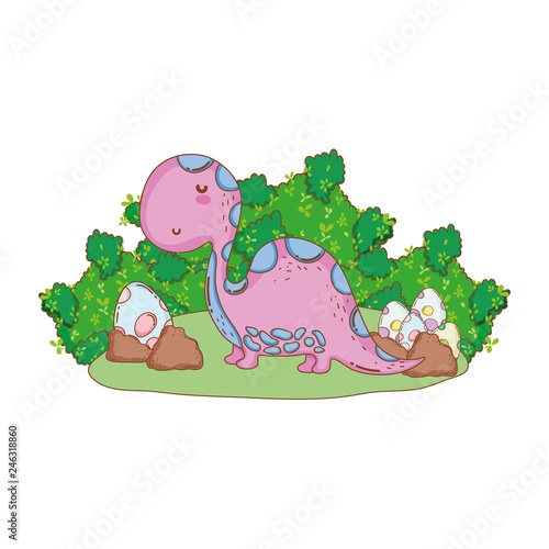 cute apatosaurus with eggs
