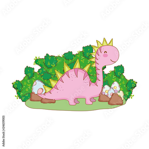 cute apatosaurus with eggs