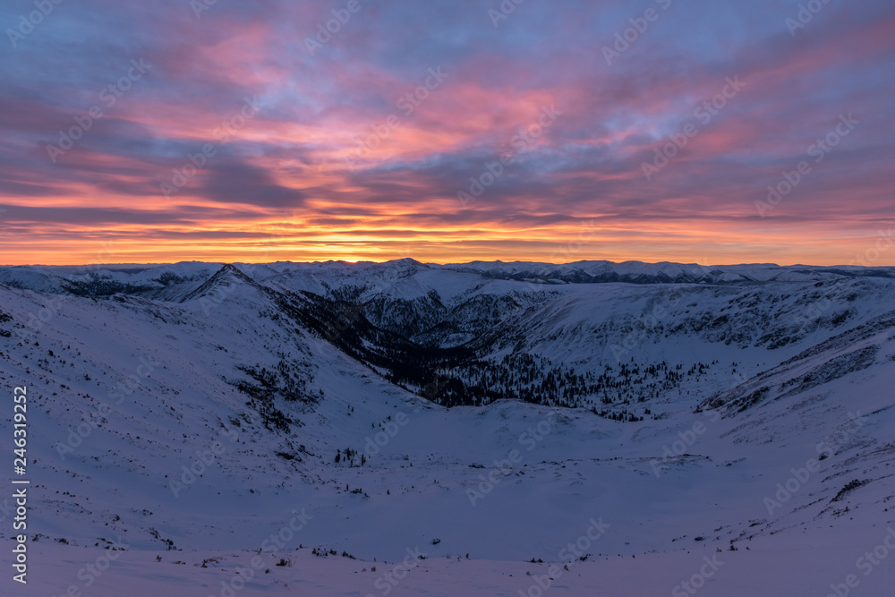 Winter sunrise in the Khamar-Daban mountains