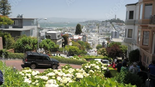 View from top of Lombard Street (Crookedest Street in the World), San Francisco, California, United States of America, North America