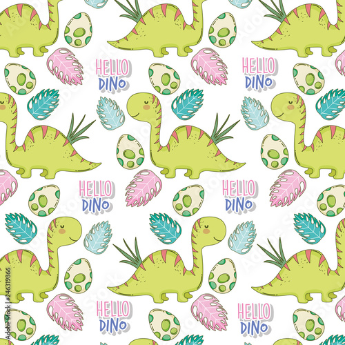 cute apatosaurus pattern background