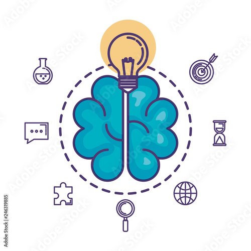 brain storming with set business icons
