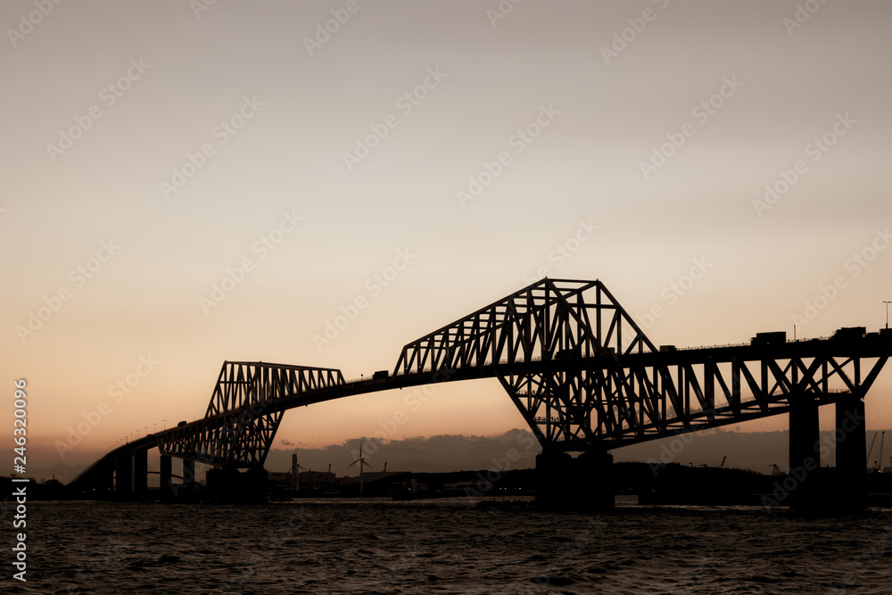 Naklejka premium (東京都ｰ湾岸風景)夕暮れの東京ゲートブリッジ９