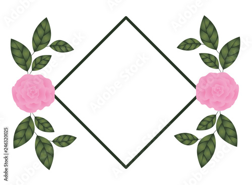 frame with rose isolated icon