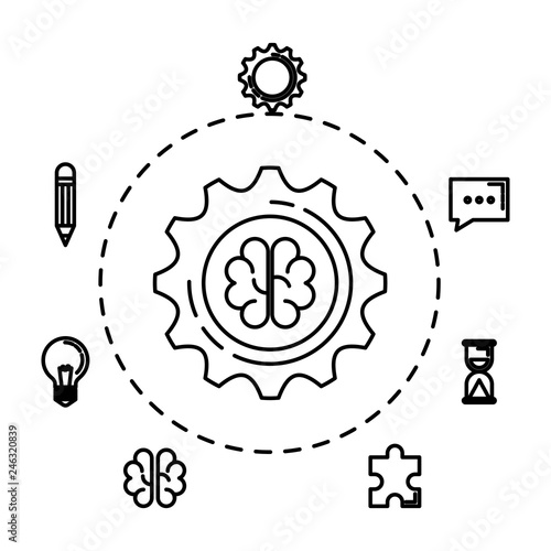 brain storming with set business icons