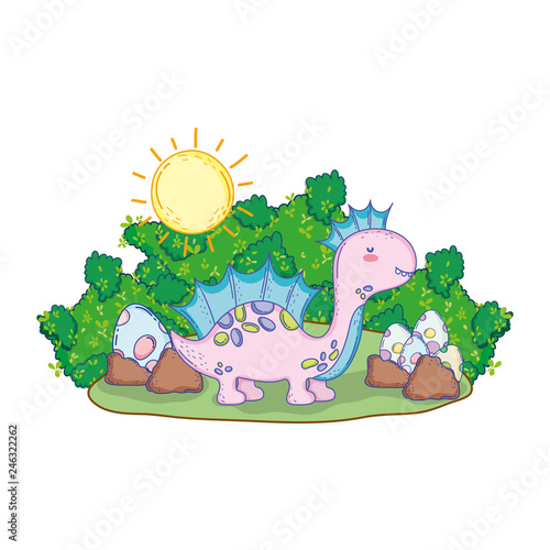 cute apatosaurus with eggs