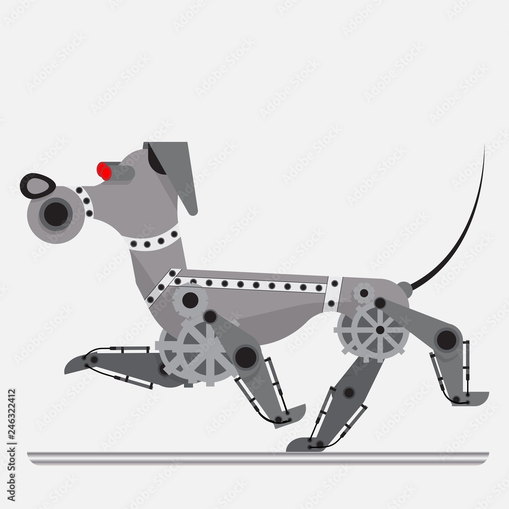 Robot dog. Concept of electronic assistant. Cybernetic mechanism. Style flat Robot dog. Concept of electronic assistant. Cybernetic mechanism. Style flat