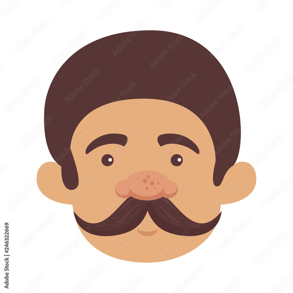 head man with mustache of macho man