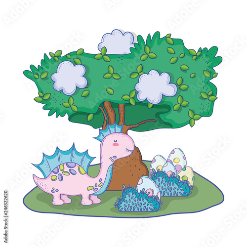 cute apatosaurus with eggs